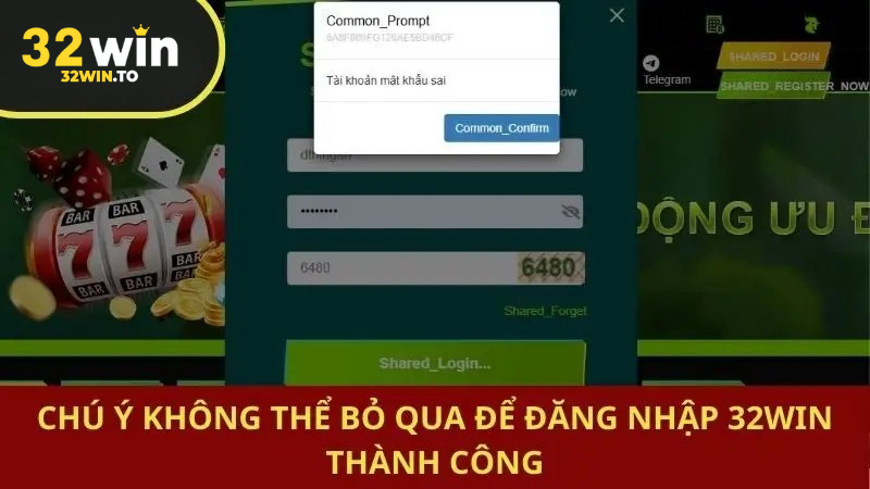 Xử lý lỗi trong quá trình Đăng nhập 32win
